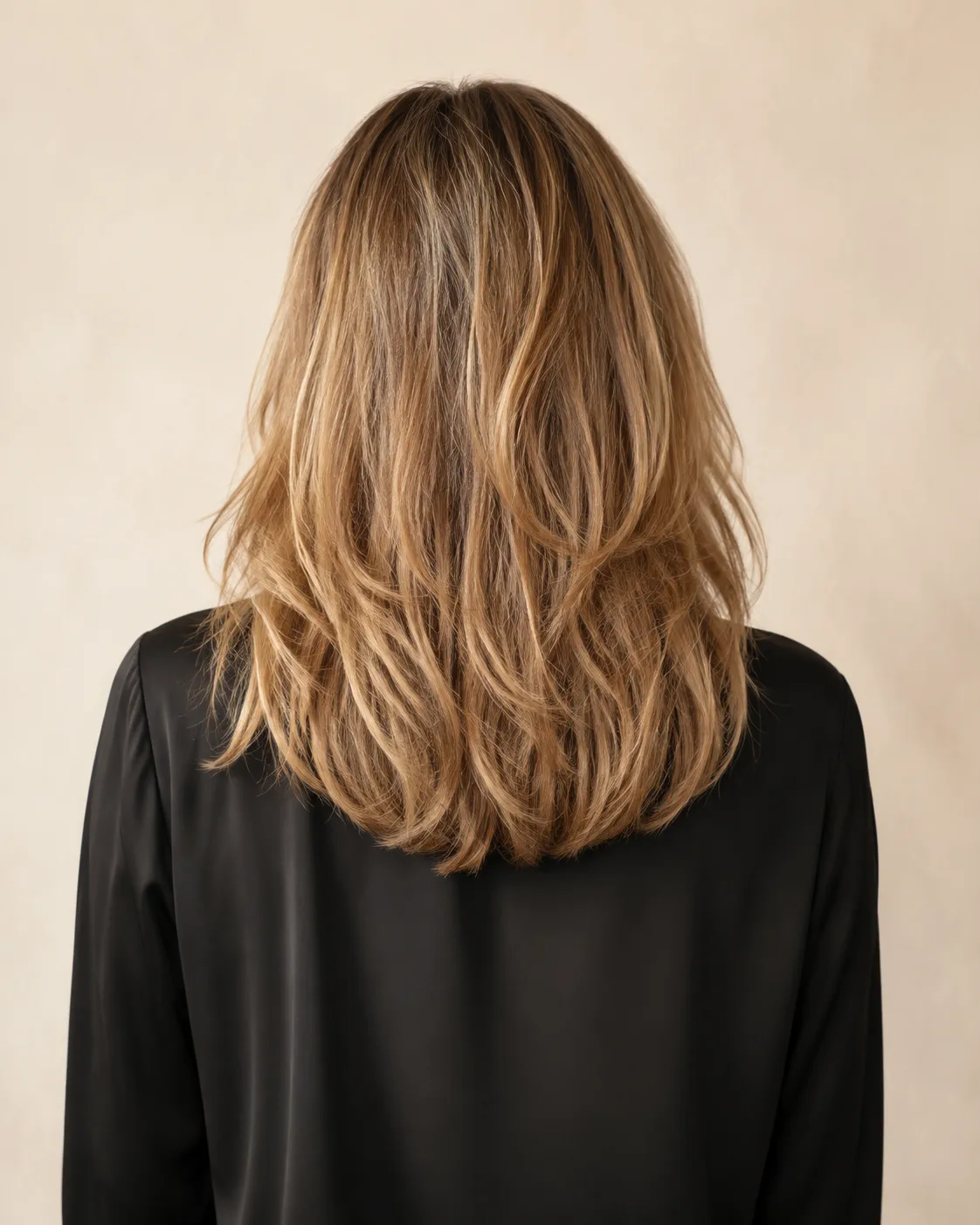 Capelli medio-lunghi biondo scuro all’altezza delle scapole